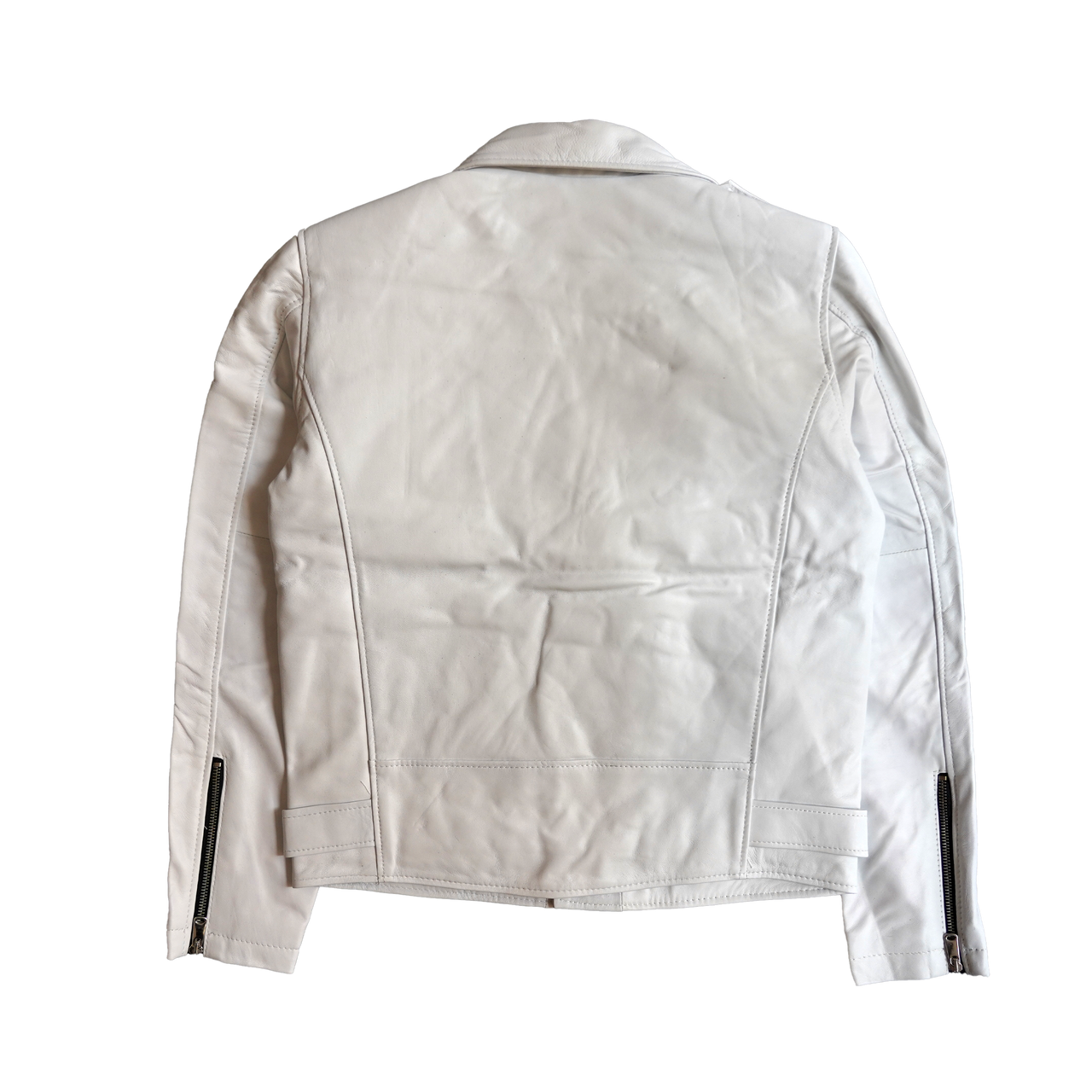LEATHER BIKER JACKET WHITE
