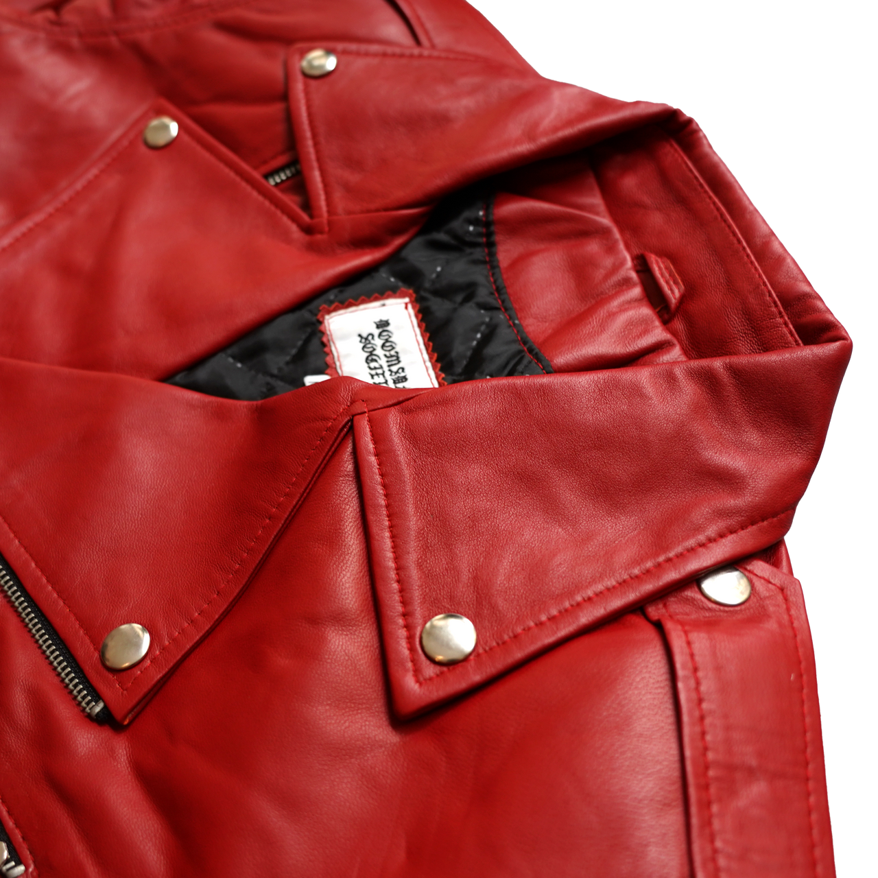 LEATHER BIKER JACKET RED