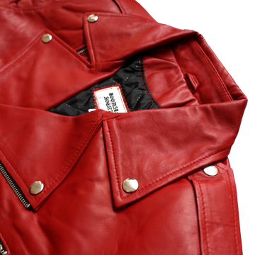 LEATHER BIKER JACKET RED