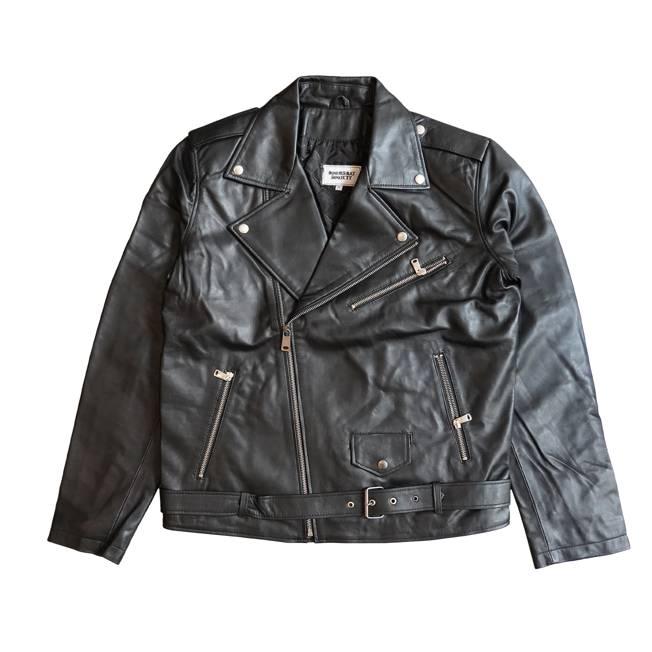 LEATHER BIKER JACKET BLACK