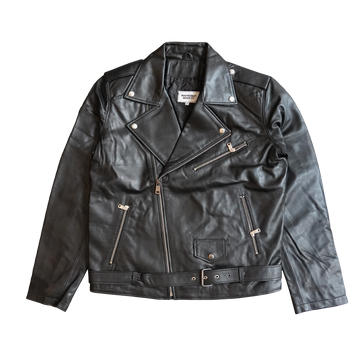 LEATHER BIKER JACKET BLACK