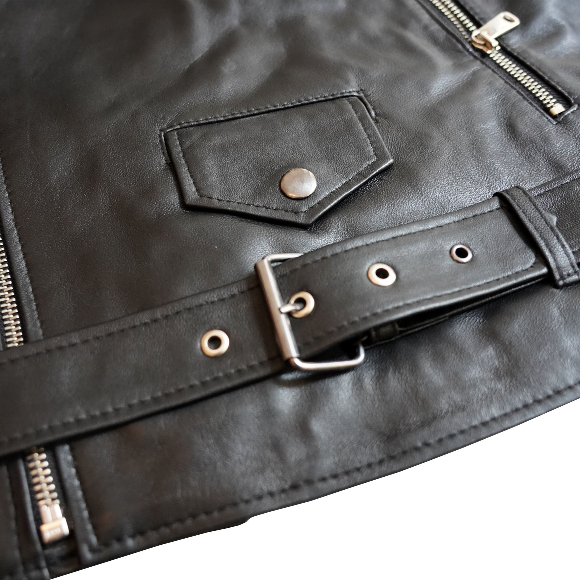 LEATHER BIKER JACKET BLACK