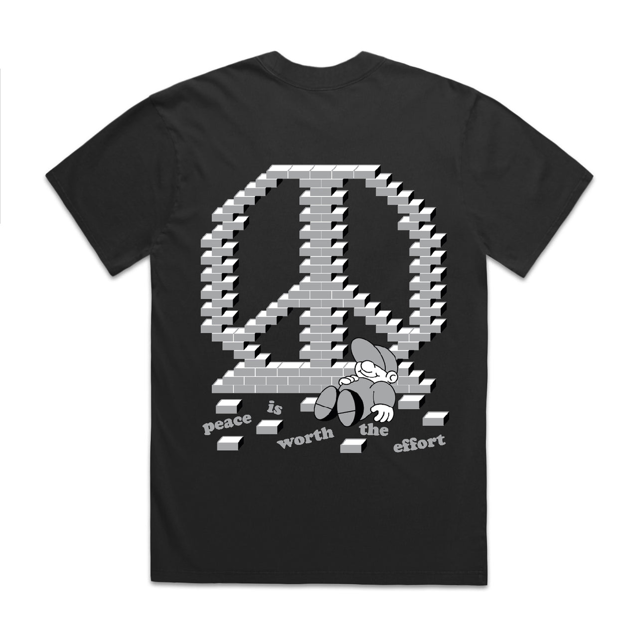 EFFORT T SHIRT HEAVY FADED BLACK