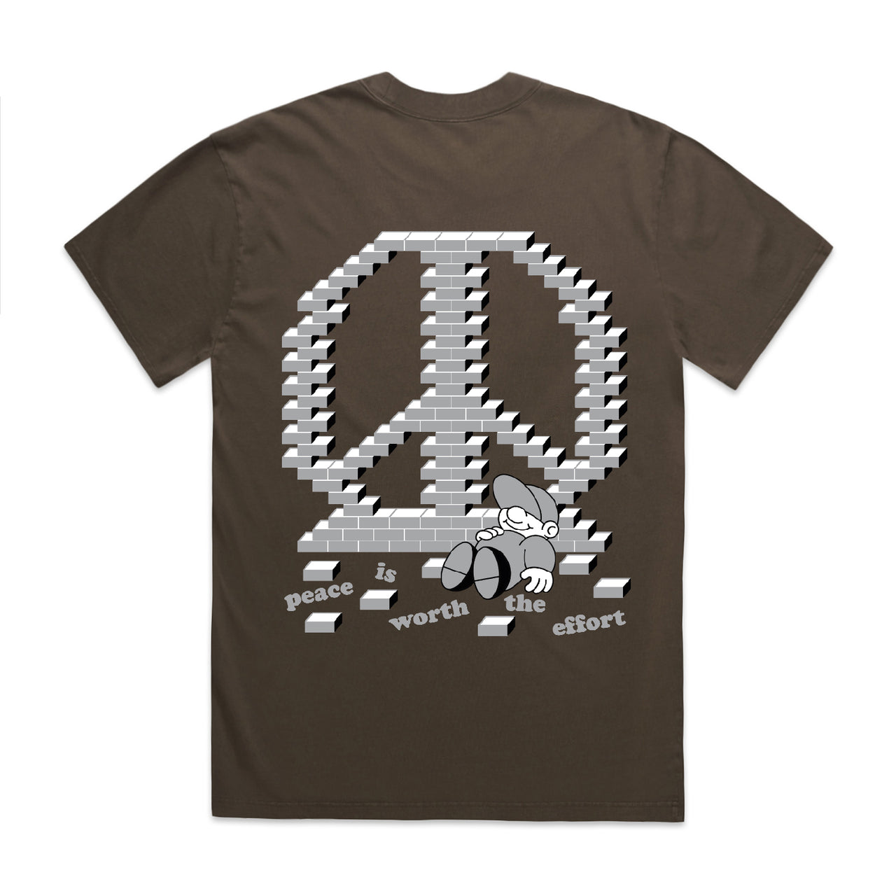 EFFORT T SHIRT HEAVY FADED BROWN